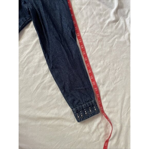 Womens Denim Jacket With Rhinestone & Stud Embellishments By Life Style Size M - Picture 9 of 9